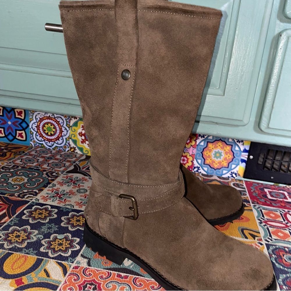 Nwot COACH  Women's Fatigue Nubuck Suede VALLIE Zip Mid-Calf Boot sz EU 35-5